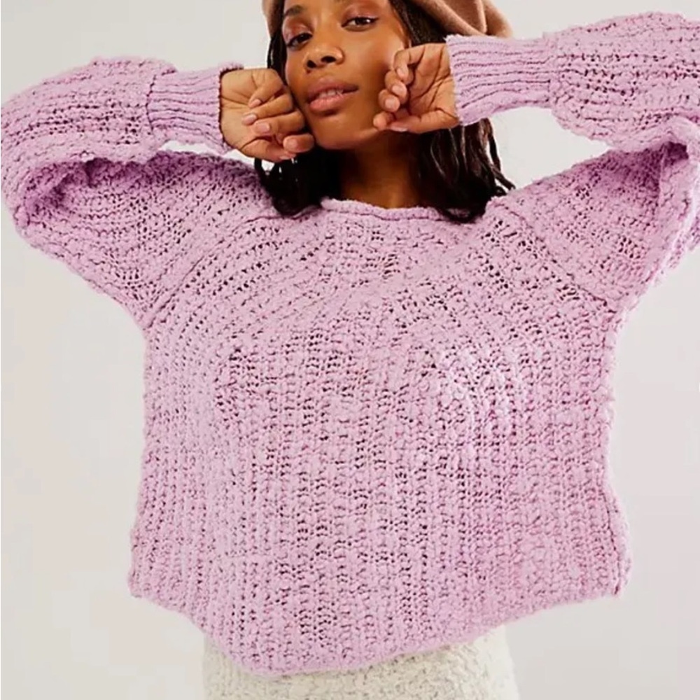 Free People - In a Swirl Pullover Sweater.  Lilac. Small. NWOT. Oversized. Knit.
